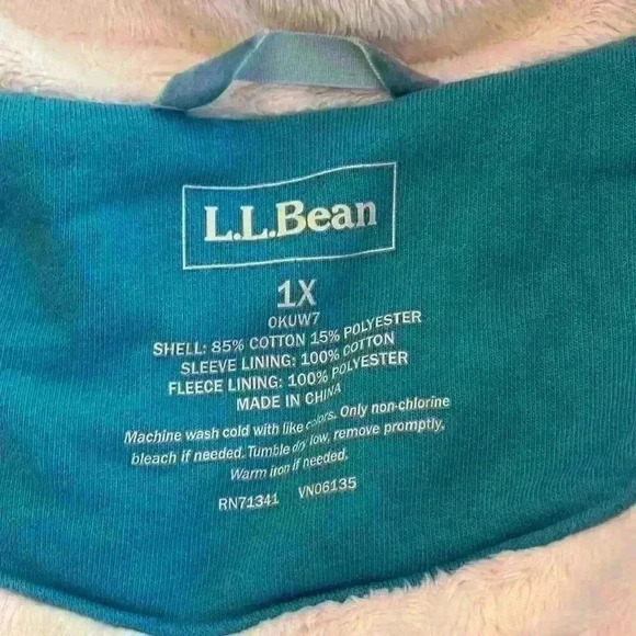L.L. Bean Blue Fleece Lined Hooded Full Zip Jacket 1x - Picture 10 of 10
